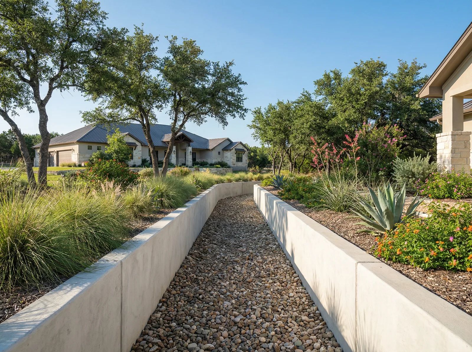 Clean concrete drainage channel after installation